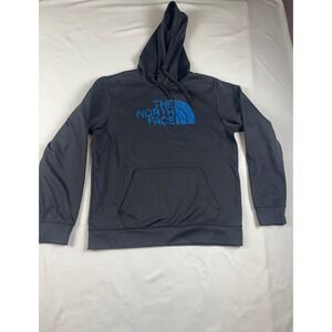 The North Face Mens Black‎ Blue Graphic Logo Pullover Hoodie Sweatshirt Medium